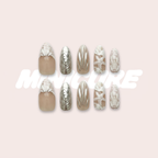 Seaside Ivory – Sheer Nude-Pink & Milky White Long Oval Press-On Nails (Satin Wave + Pearl Glow)