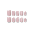 Soft Pulse – Minimalist Mist Pink Short Oval Press-On Nails (Pearl Satin Finish)