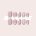 Soft Pulse – Minimalist Mist Pink Short Oval Press-On Nails (Pearl Satin Finish)
