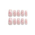 Moonlit Heart – Icy Sheer Nude “Milk Tea” Medium Oval Press-On Nails (Pattern-Free High Gloss)