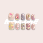 Matte Bouquet – Dusty Rose & Taro Purple Short Square Press-On Nails (Matte + Pearl Glow)