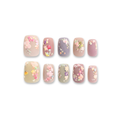 Matte Bouquet – Dusty Rose & Taro Purple Short Square Press-On Nails (Matte + Pearl Glow)