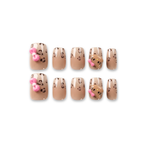 Leopard Kitty – Y2K Leopard Short Square Press-On Nails (3D Kitty + High Gloss)