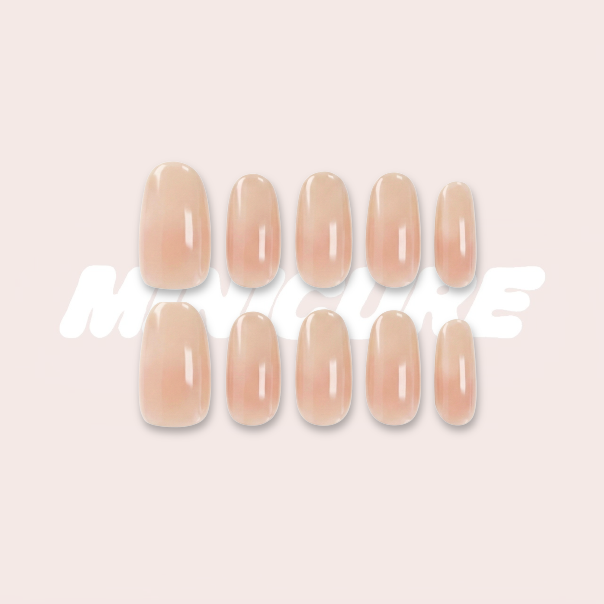 Moonstone Glow – Apricot Pink Medium Oval Press-On Nails (Pearl Powder Luminous Pearlescent Sheen)
