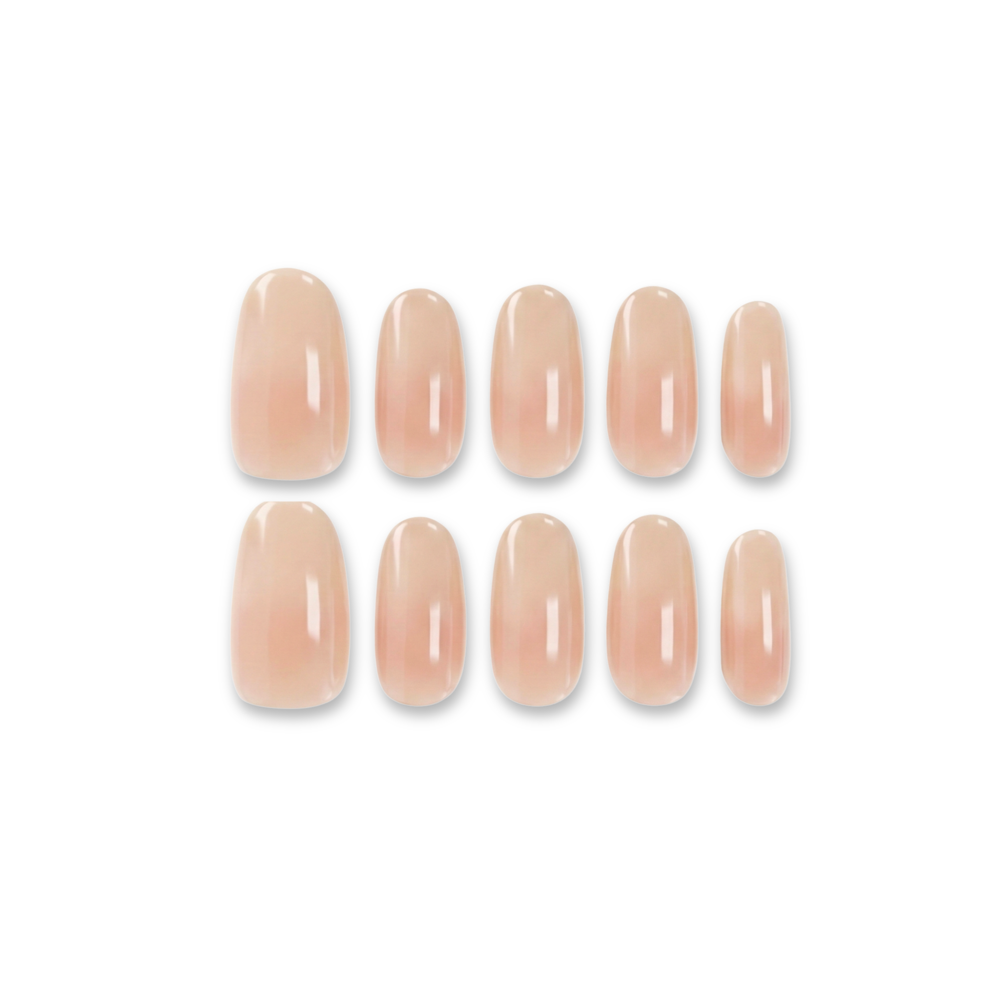 Moonstone Glow – Apricot Pink Medium Oval Press-On Nails (Pearl Powder Luminous Pearlescent Sheen)