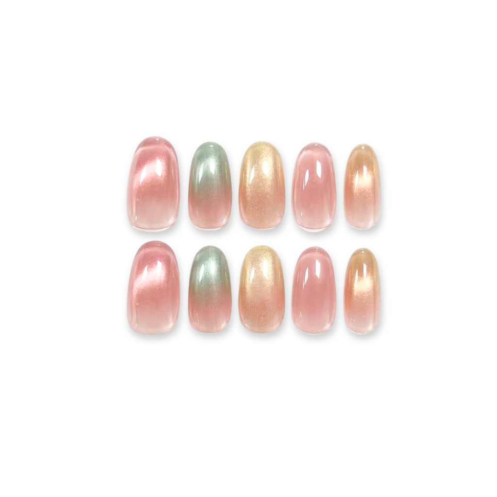 Pearl Aura - Pastel Aura Round Press-On Nails (Medium - Long)