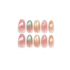 Pearl Aura - Pastel Aura Round Press-On Nails (Medium - Long)