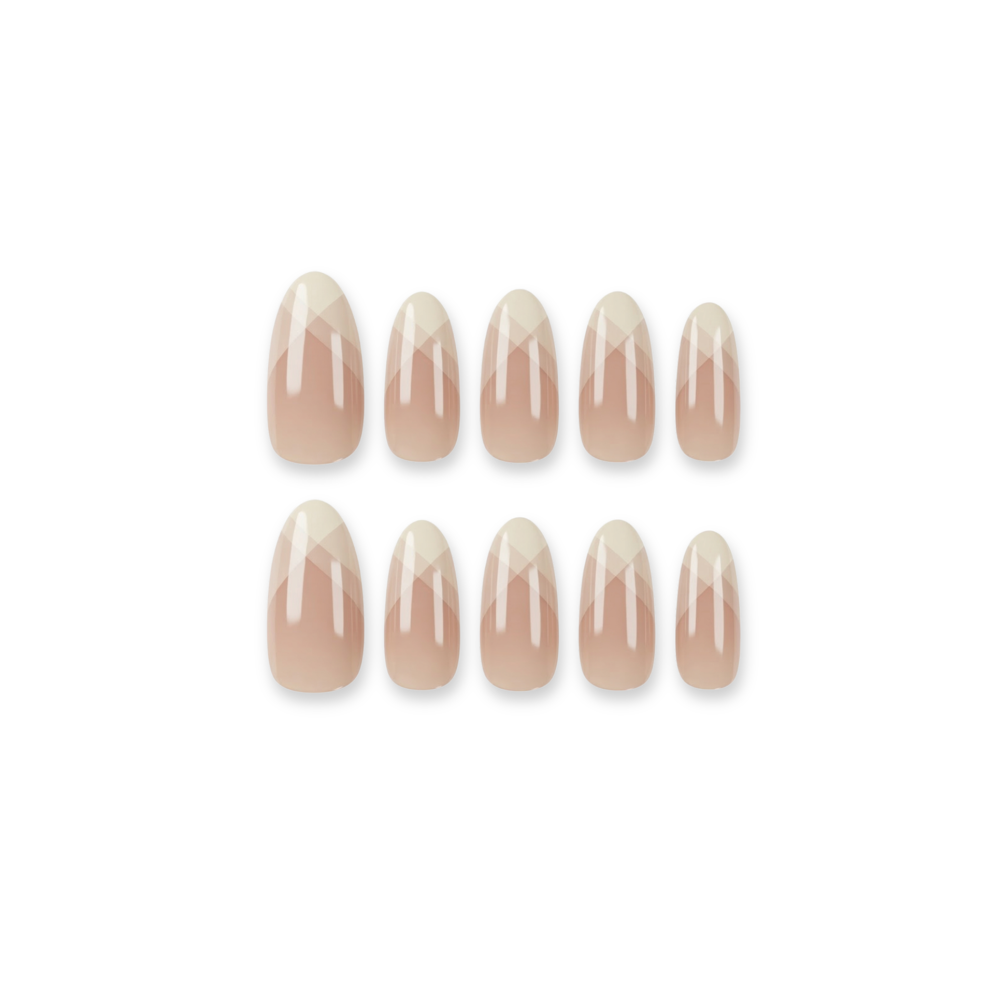 V-French - Minimalist Neutral Chevron Almond Press-On Nails (Medium - Long)
