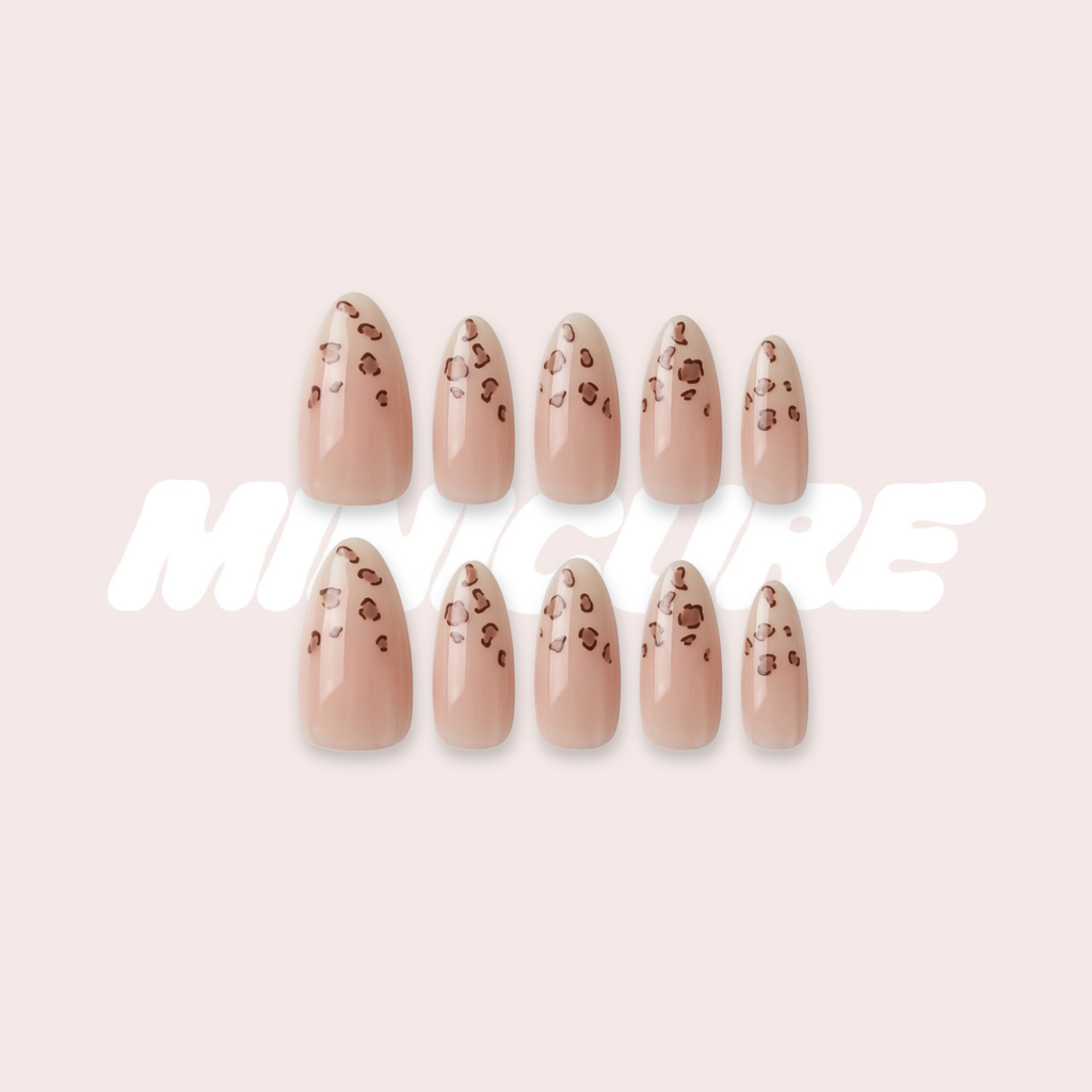 Leopard Spot - Minimalist Leopard Print Almond Press-On Nails (Medium - Long)
