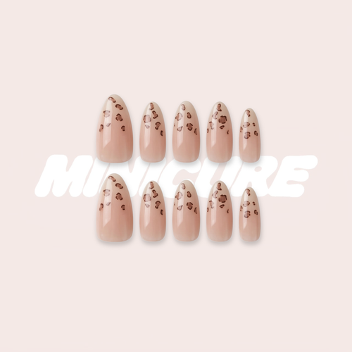 Leopard Spot - Minimalist Leopard Print Almond Press-On Nails (Medium - Long)