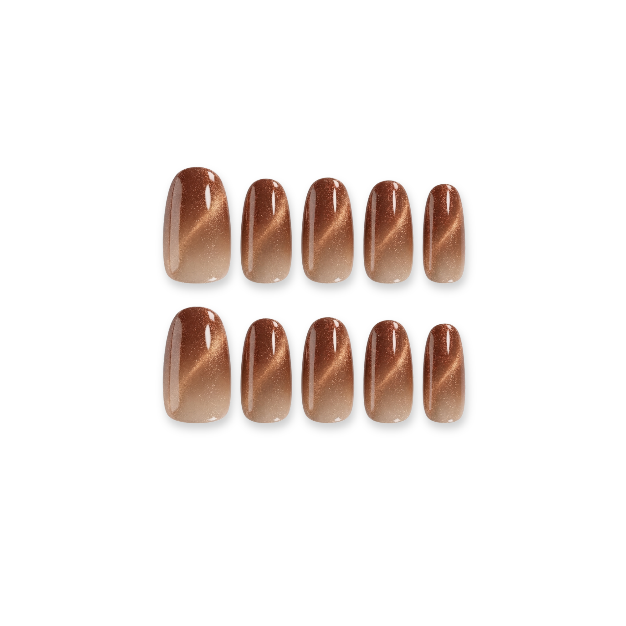 Espresso Brown - Velvet Mocha Gradient Oval Press-On Nails (Medium - Long)