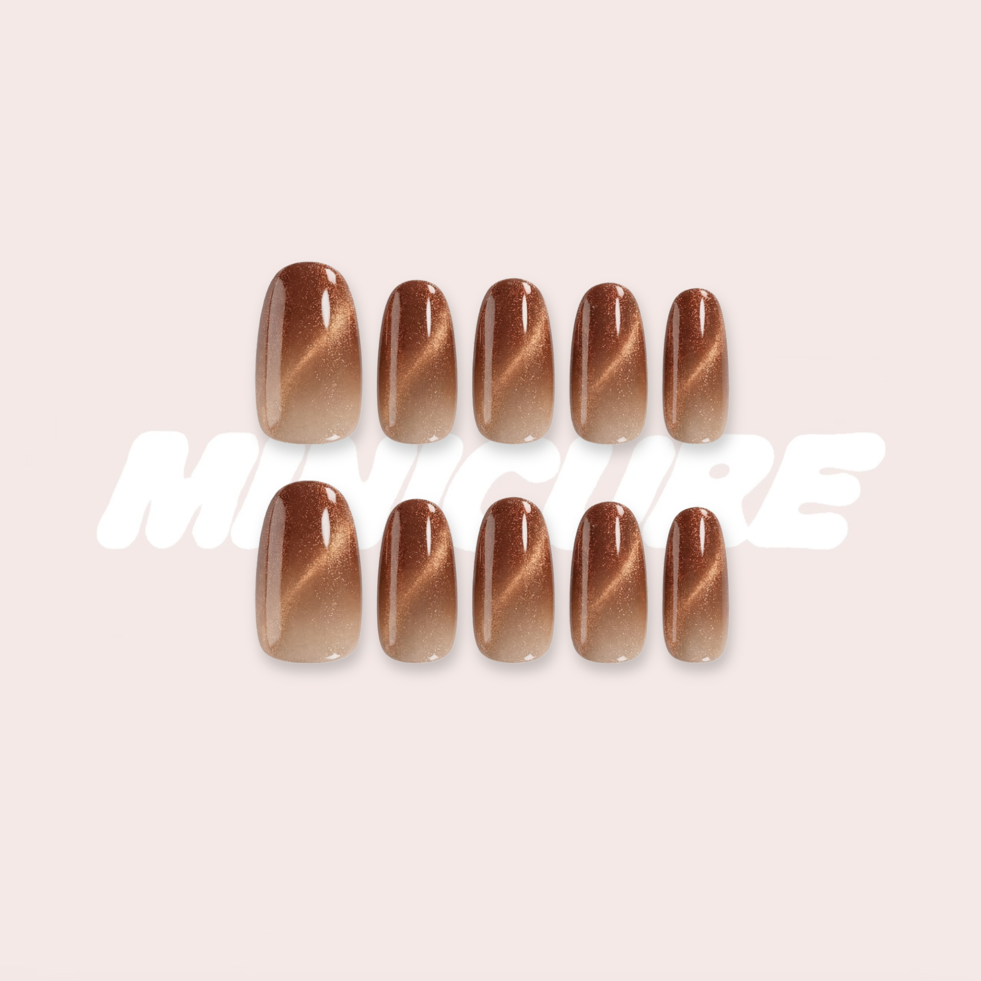 Espresso Brown - Velvet Mocha Gradient Oval Press-On Nails (Medium - Long)