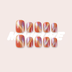 Multichrome Aura - Sunset Rainbow Cat Eye Square Press-On Nails (Short)
