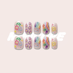Moonlight Splash – Whimsical Rainbow Cloud Short Square Press-On Nails (Sequin + Glitter Layered Finish)