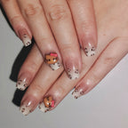 Leopard Kitty – Y2K Leopard Short Square Press-On Nails (3D Kitty + High Gloss)