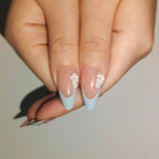Aqua Bloom – Aqua Blue Floral Press-On Nails (Fresh “Water Garden” Look)