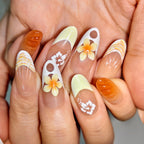 Vanilla Blossom – Plumeria Tropical Almond Press-On Nails (Medium Length)