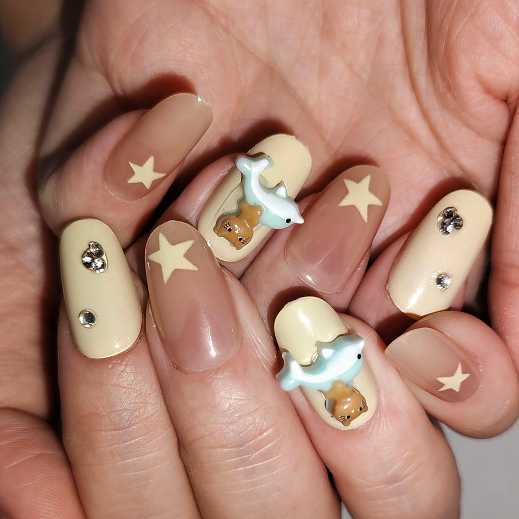 Kitty Splash – Cute “Kitty” Splash Press-On Nails (Playful, Photo-Ready Set)