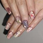 Matte Bouquet – Dusty Rose & Taro Purple Short Square Press-On Nails (Matte + Pearl Glow)