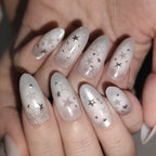 Silver Starlight – Silver Shimmer “Starry” Press-On Nails (High-Impact Sparkle Look)