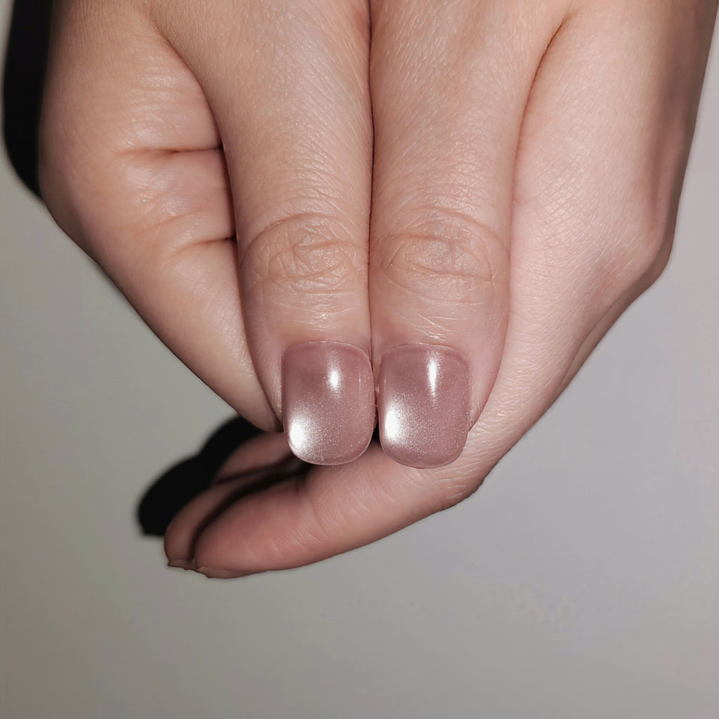 Soft Pulse – Minimalist Mist Pink Short Oval Press-On Nails (Pearl Satin Finish)