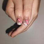 Leopard Kitty – Y2K Leopard Short Square Press-On Nails (3D Kitty + High Gloss)