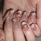 Leopard Kitty – Y2K Leopard Short Square Press-On Nails (3D Kitty + High Gloss)