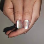 Bubblegum Aurora – Nude Base Iridescent Gradient Short Square Press-On Nails (Aurora Powder + Mirror Powder)