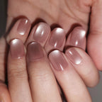Soft Pulse – Minimalist Mist Pink Short Oval Press-On Nails (Pearl Satin Finish)