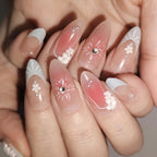 Aqua Bloom – Aqua Blue Floral Press-On Nails (Fresh “Water Garden” Look)
