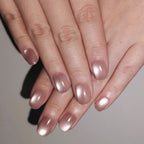 Soft Pulse – Minimalist Mist Pink Short Oval Press-On Nails (Pearl Satin Finish)